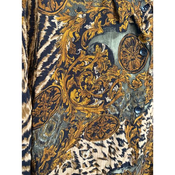Vintage Index Woman By Melrose '80s '90s blouse 3X Animal Print Versace - Picture 3 of 5